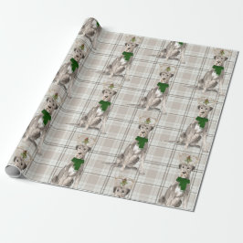 Papel De Regalo Navidades irlandeses de Wolfhound y Taupe Plaid
