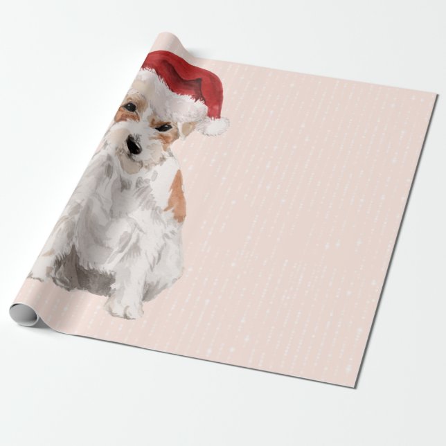 Papel De Regalo Navidades Jack Russell Dog Santa Hat (Desenrollado)