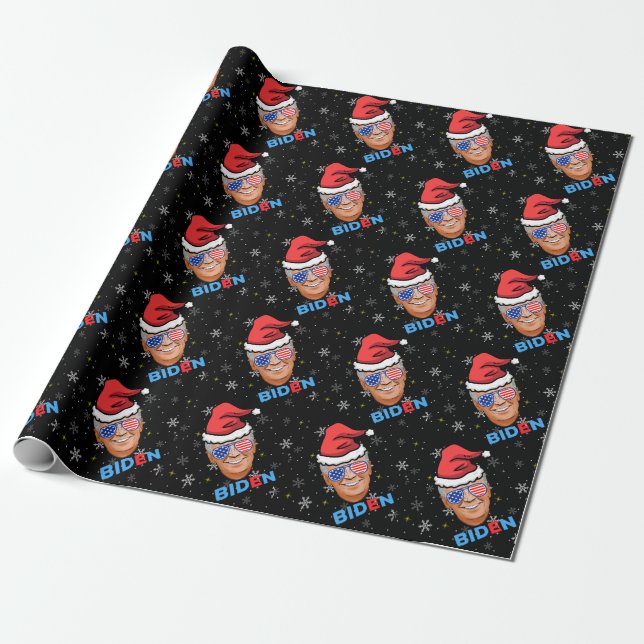 Papel De Regalo navidades joe biden santa sombrero (Desenrollado)