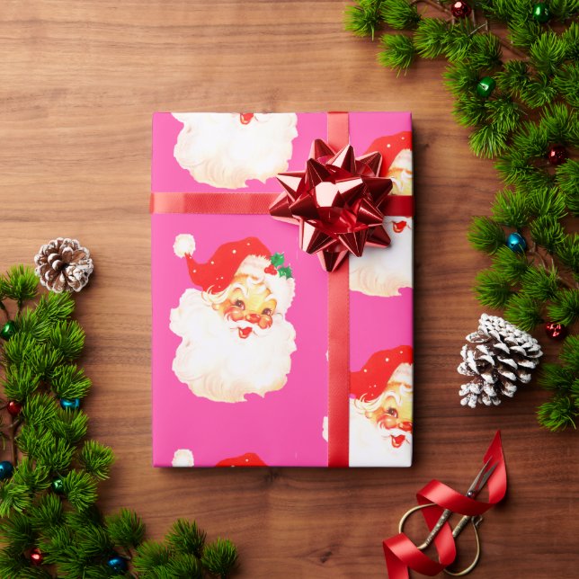Papel De Regalo Navidades Jolly Santa Merry Pink Fun (Regalo de vacaciones)