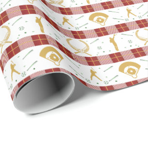 Papel De Regalo Navidades jugador de béisbol - Verde Rojo