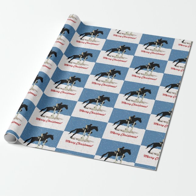 Papel De Regalo Navidades Jumper de Caballo Ecuestre (Desenrollado)