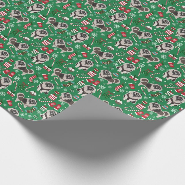 Papel De Regalo Navidades Keeshond tela para perros (Esquina)