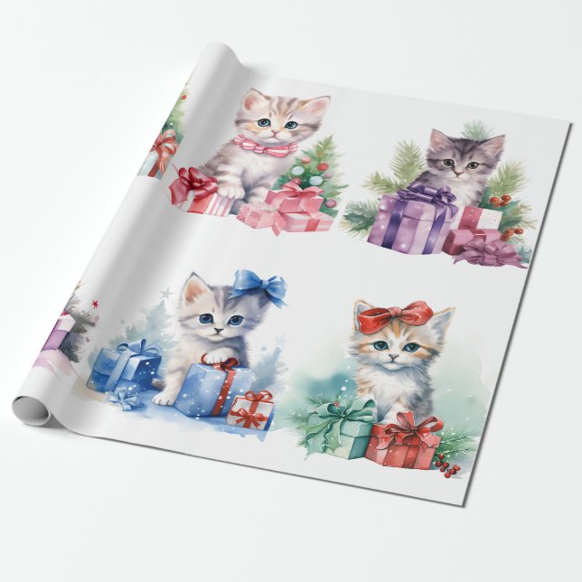 Papel De Regalo Navidades Kittens (Desenrollado)