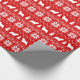 Papel De Regalo Navidades Komondor Dog Silhouettes festejan rojo