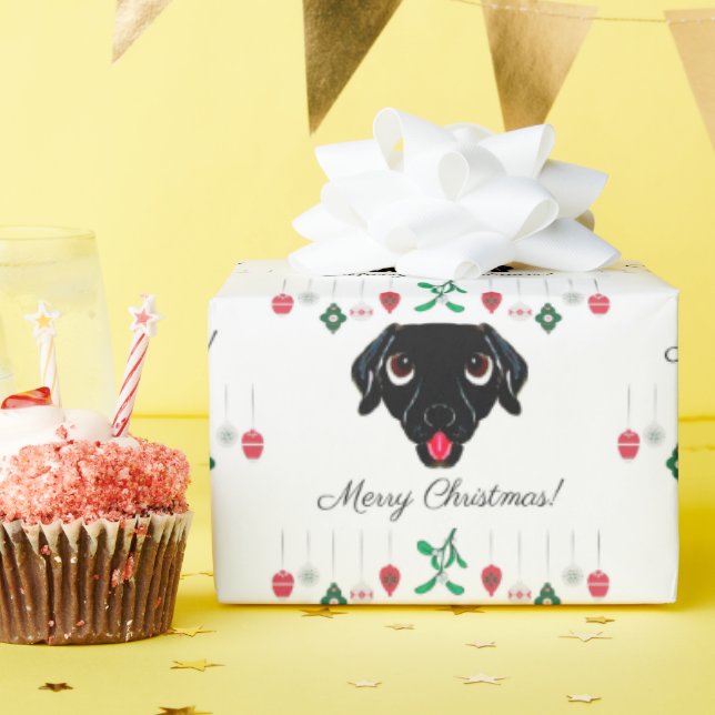 Papel De Regalo Navidades Labrador Negro Recuperador (Fiesta de cumpleaños )