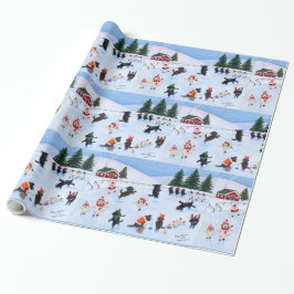 Papel De Regalo Navidades Labradors De Patinaje Sobre Hielo
