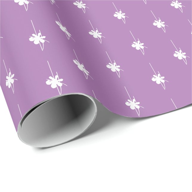 Papel De Regalo Navidades lavanda copos de nieve blancos lindo reg (Esquina del rollo)