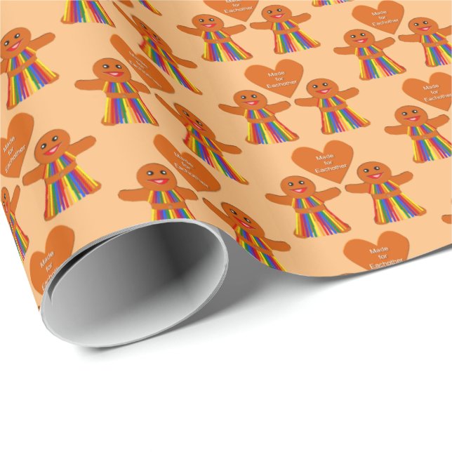 Papel De Regalo Navidades lesbianas Gingerbread Pareja de Damas (Esquina del rollo)
