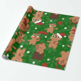 Papel De Regalo navidades lindos capybara santa copos de nieve