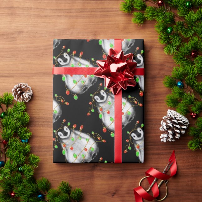 Papel De Regalo Navidades lindos Penguin vacaciones animar la luz  (Regalo de vacaciones)