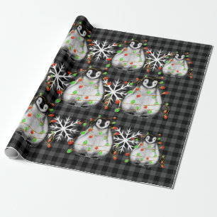 Papel De Regalo Navidades lindos pingüino luces rojas verdes copos