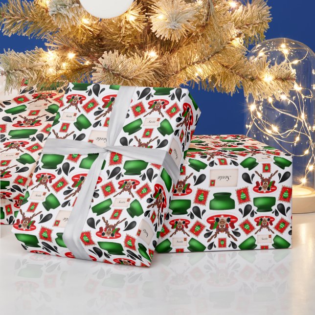 Papel De Regalo Navidades lindos y festivos de reno rojo (Vacaciones)