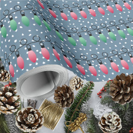 Papel De Regalo Navidades Luces-Nieve verde-roja