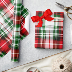 Papel De Regalo Navidades Lux de la granja Vintage Red Green Plaid