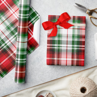 Papel De Regalo Navidades Lux de la granja Vintage Red Green Plaid