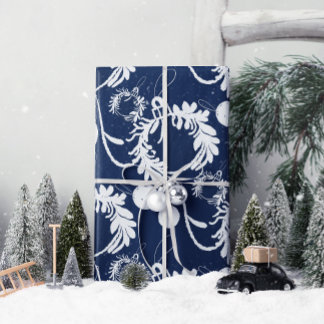 Papel De Regalo Navidades lux elegantes baubles en azul