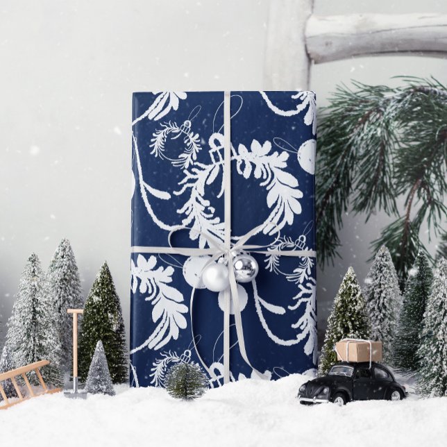 Papel De Regalo Navidades lux elegantes baubles en azul (Wrap your gifts in elegance and joy with Lux Christmas, spreading love this festive season.)