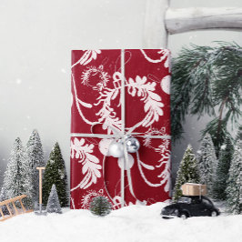 Papel De Regalo Navidades lux elegantes baubles en rojo