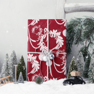 Papel De Regalo Navidades lux elegantes baubles en rojo