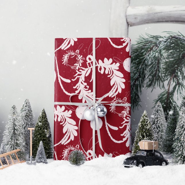 Papel De Regalo Navidades lux elegantes baubles en rojo (Wrap your gifts in elegance and joy with Lux Christmas, spreading love this festive season.)