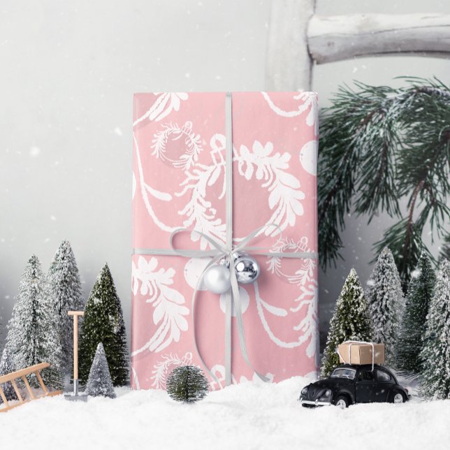 Papel De Regalo Navidades Lux Elegantes baubles en rosa (Wrap your gifts in joy and elegance with Lux Christmas Elegant Baubles wrapping paper!)