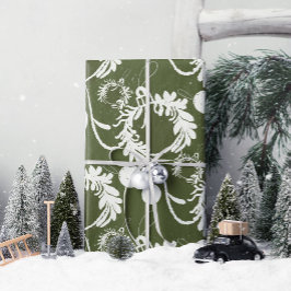 Papel De Regalo Navidades lux elegantes baubles en verde
