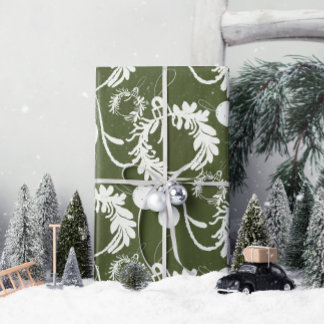 Papel De Regalo Navidades lux elegantes baubles en verde