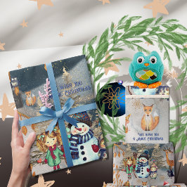 Papel De Regalo Navidades Mágicos Animales y amigos de Woodland