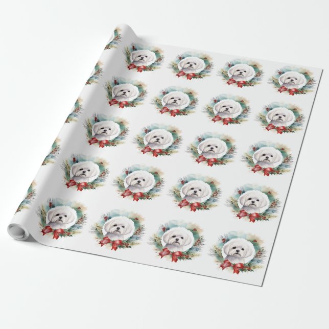 Papel De Regalo Navidades malteses escribieron presentación festiv (Desenrollado)