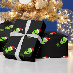 Papel De Regalo Navidades marcianos del Green Santa Claus envuelve