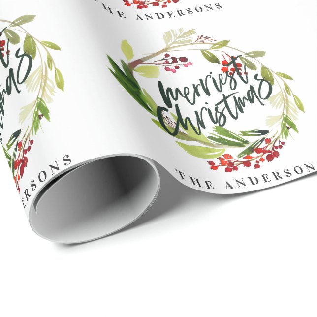 Papel De Regalo Navidades más valientes follaje acuarela (Esquina del rollo)