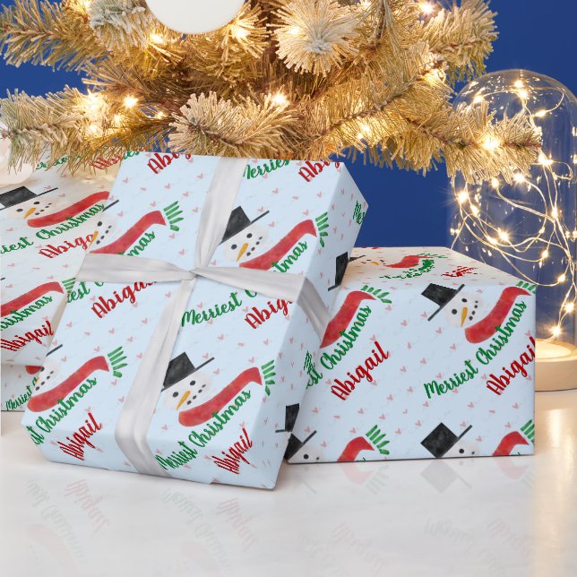 Papel De Regalo Navidades más valientes Snowman y cualquier nombre (Vacaciones)