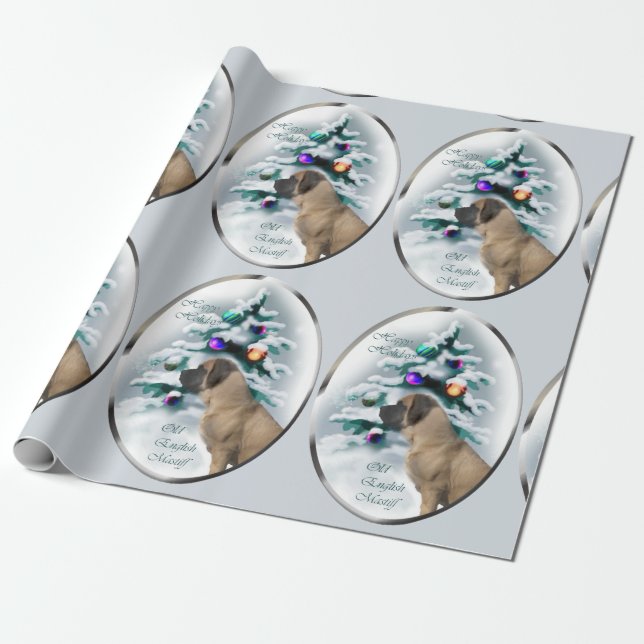 Papel De Regalo Navidades Mastiff de Inglaterra (Desenrollado)