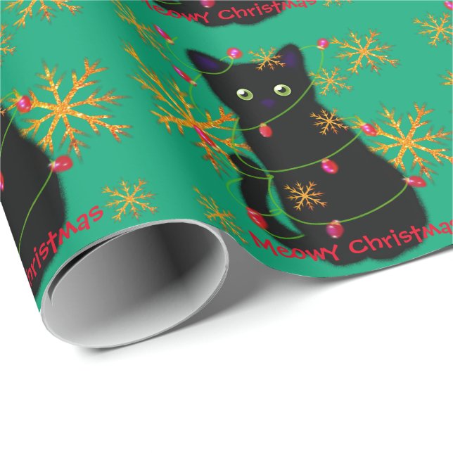Papel De Regalo Navidades Meowy | regalo de amante del gato | gato (Esquina del rollo)