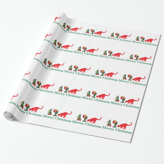 Papel De Regalo Navidades Merry Meewy gatos (Desenrollado)