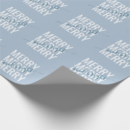 Papel De Regalo Navidades merry y brillantes damero azul claro