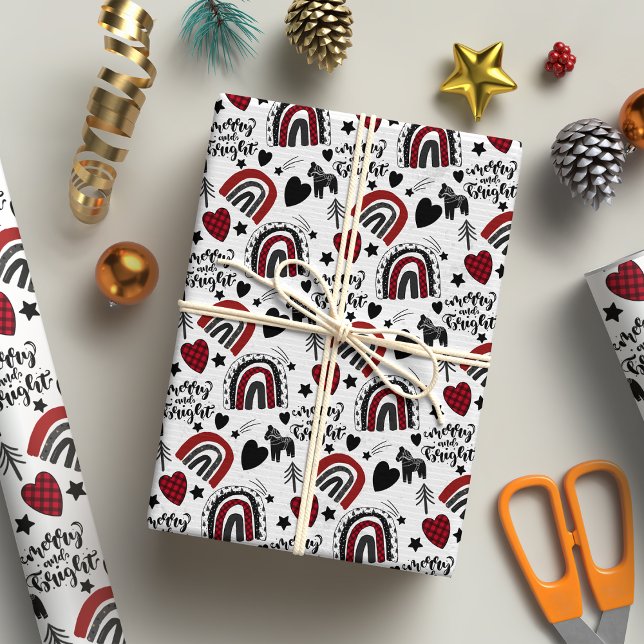 Papel De Regalo Navidades merry y brillantes Red Black (Subido por el creador)