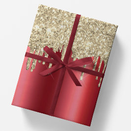 Papel De Regalo Navidades Metálico Rojo y goteo 14.000 Purpurinas