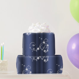 Papel De Regalo Navidades Metálicos Verde azulados, Swirls Blancos