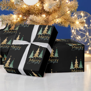 Papel De Regalo Navidades Minimalistas merry modernos Pine Tree Bl