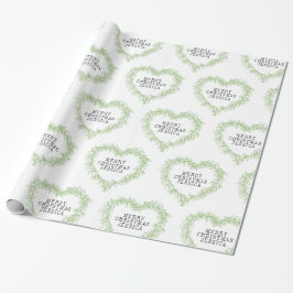 Papel De Regalo Navidades mistletodibujo corazón verde blanco