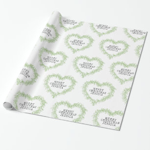 Papel De Regalo Navidades mistletodibujo corazón verde blanco