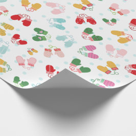 Papel De Regalo Navidades Mittens Red Green Blue Pink Pattern