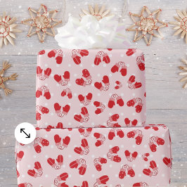 Papel De Regalo Navidades Mittens Red Pink Simple Pattern Wrap