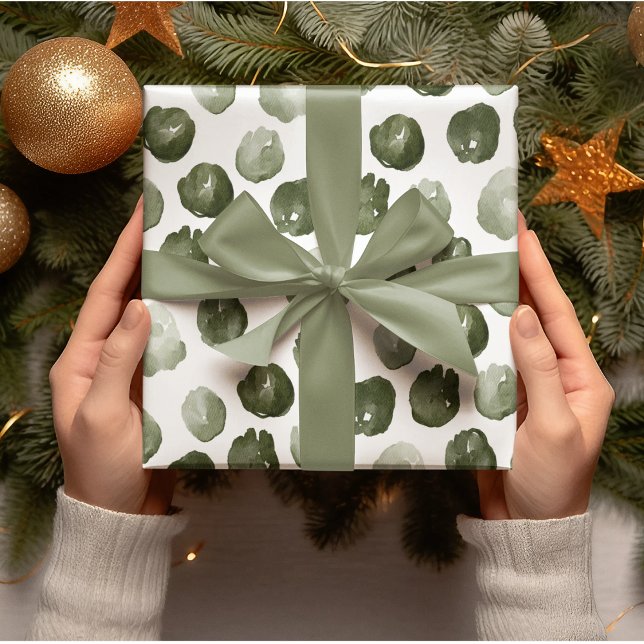 Papel De Regalo Navidades modernos acuarela puntos verdes (Subido por el creador)