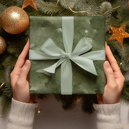 Papel De Regalo Navidades modernos acuarela verde