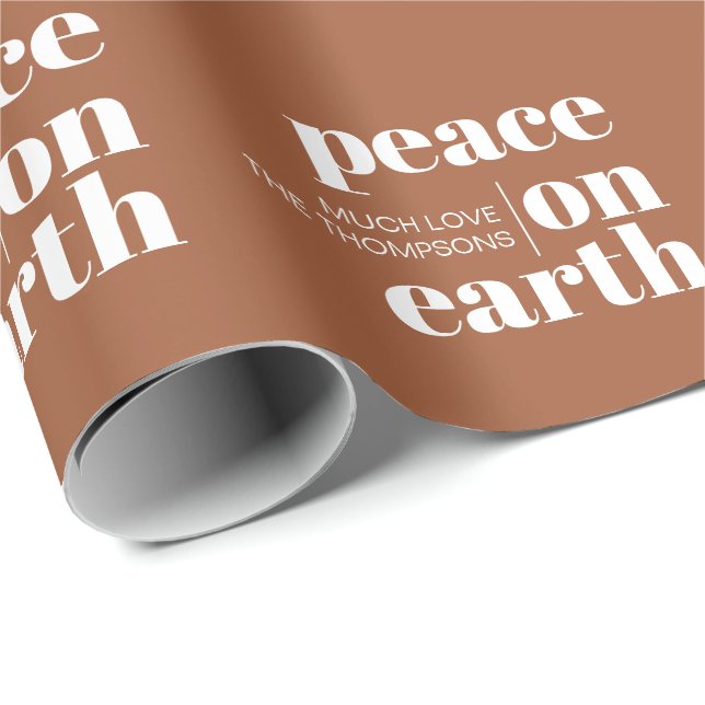 Papel De Regalo Navidades modernos azules personalizados de Peace  (Esquina del rollo)