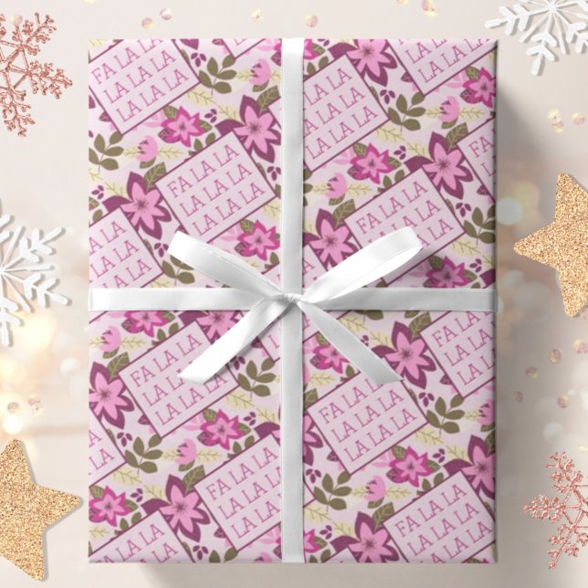 Papel De Regalo Navidades modernos Botánicos Fa La La (Subido por el creador)