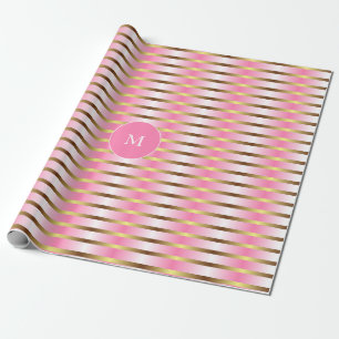 Papel De Regalo Navidades Modernos De Bandas Blancas Y Oro Rosadas
